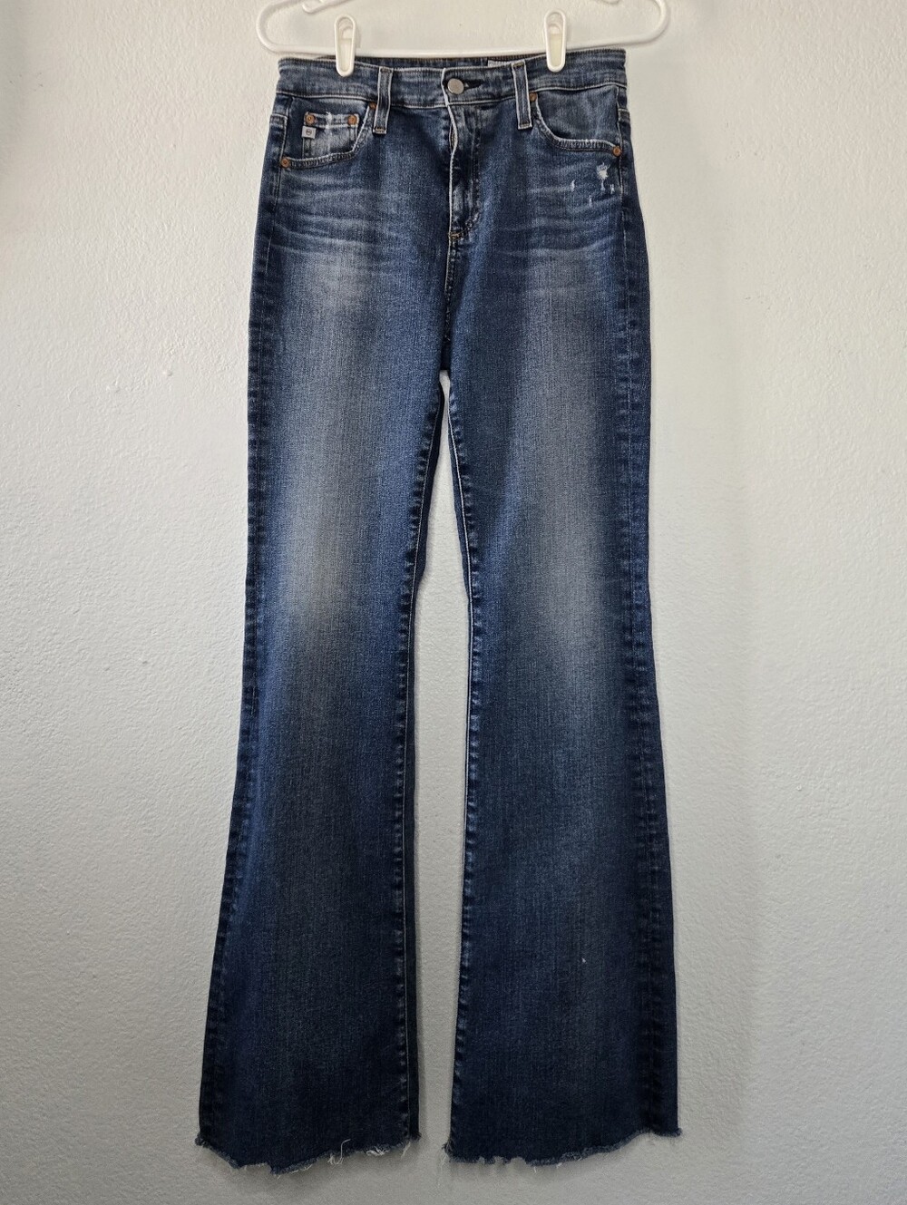 Adriano Goldschmied Farrah High Rise Boot Cut Stretchy Jeans Frayed Hem 28 X 32